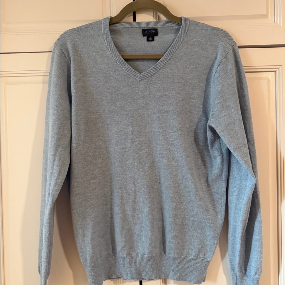 J. Crew Men's Sky Blue V-Neck Sweater